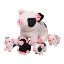 Indlæs billede til gallerivisning Spotted Pig Family Plush Toy, with 4 cute plush piglets inside