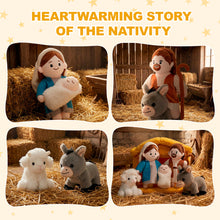 Indlæs billede til gallerivisning Soft Nativity Playset - Plush Manger with Holy Family &amp; Animals