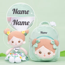 Load image into Gallery viewer, Personalized Green Floral Girl Plush Doll
