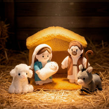 Indlæs billede til gallerivisning Soft Nativity Playset - Plush Manger with Holy Family &amp; Animals