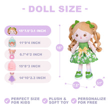 Charger l&#39;image dans la galerie, Personalized Green Floral Dress With Braid Plush Baby Girl Doll