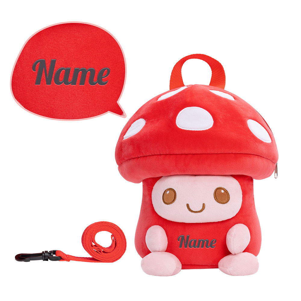 Personalized Red Mushroom Baby Backpack Plush Bag For Boys and Girls Toddler Backpack With Leash Ouozzz Ouozzzshop