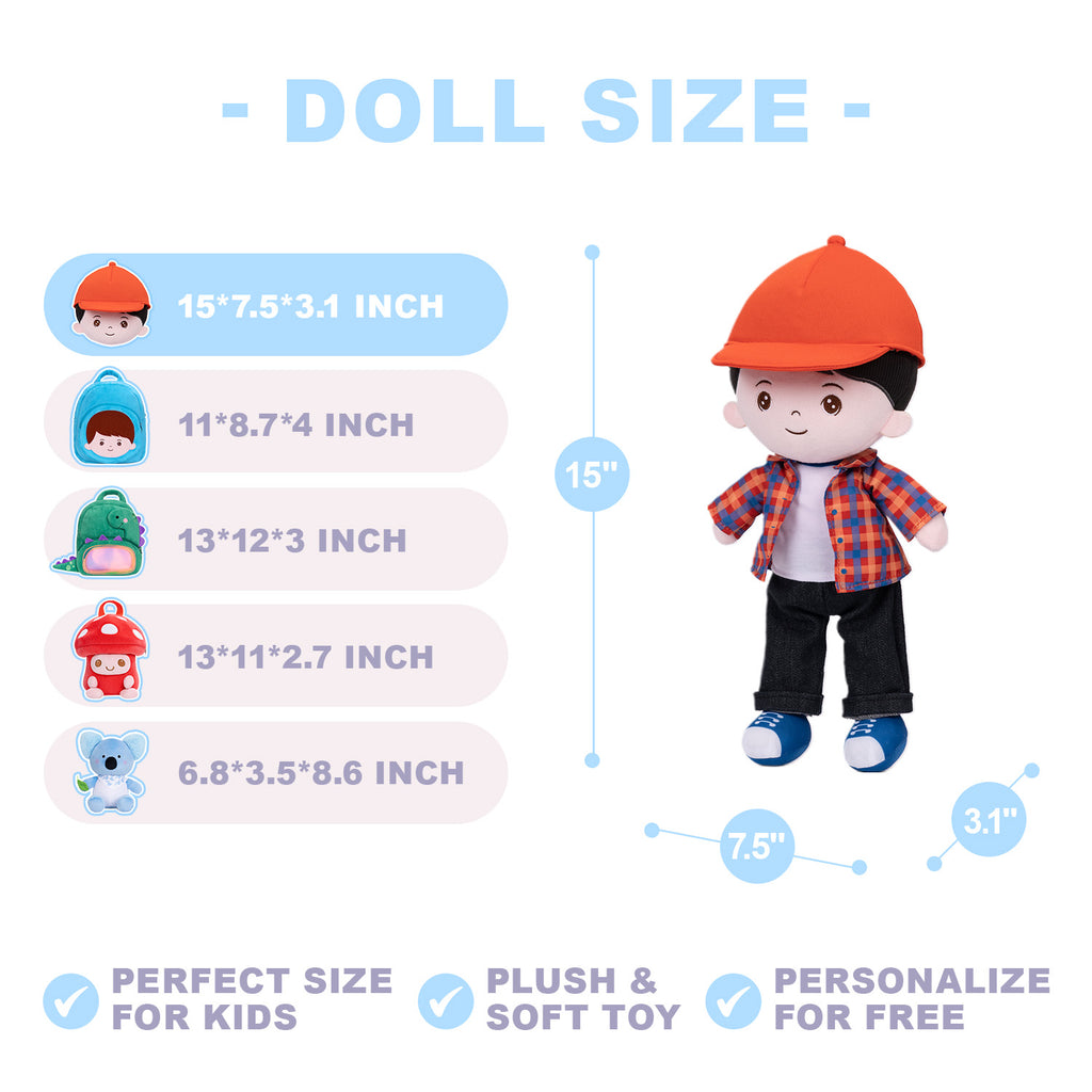 Muñeco de bebé de peluche con chaqueta a cuadros personalizada