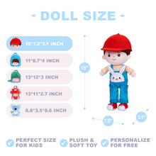 Indlæs billede til gallerivisning Personalized Rabbit Overalls Plush Baby Boy Doll