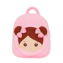 Load image into Gallery viewer, Personalized Plush Pink Backpack with Brown Skin Tone Doll Face