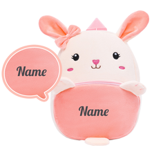Afbeelding in Gallery-weergave laden, Personalized Pink Rabbit Animal Plush Baby Backpack