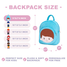 Cargar imagen en el visor de la galería, Personalized Curly Hair &amp; Freckle Face Boy Doll + Backpack