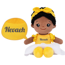 Afbeelding in Gallery-weergave laden, Personalized Yellow Deep Skin Tone Plush Baby Girl Doll