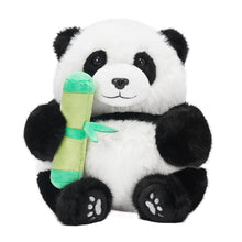 Load image into Gallery viewer, Panda Mommy Plush Stuffed Animal with 3 Babies in Bamboo Bag Set