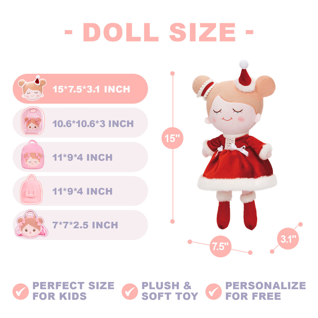 Personalized Red Christmas Plush Baby Girl Doll