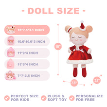 Ladda upp bild till gallerivisning, Personalized Red Christmas Plush Baby Girl Doll