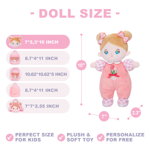 Personalized Blue Eyes Mini Plush Baby Girl Doll & Gift Set