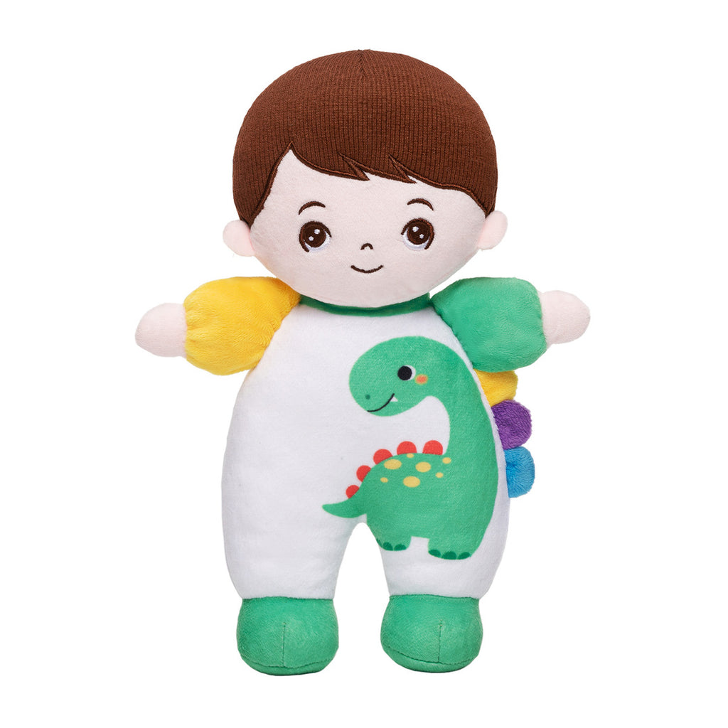 Personalized Mini Plush Baby Boy Doll with Dinosaur Romper