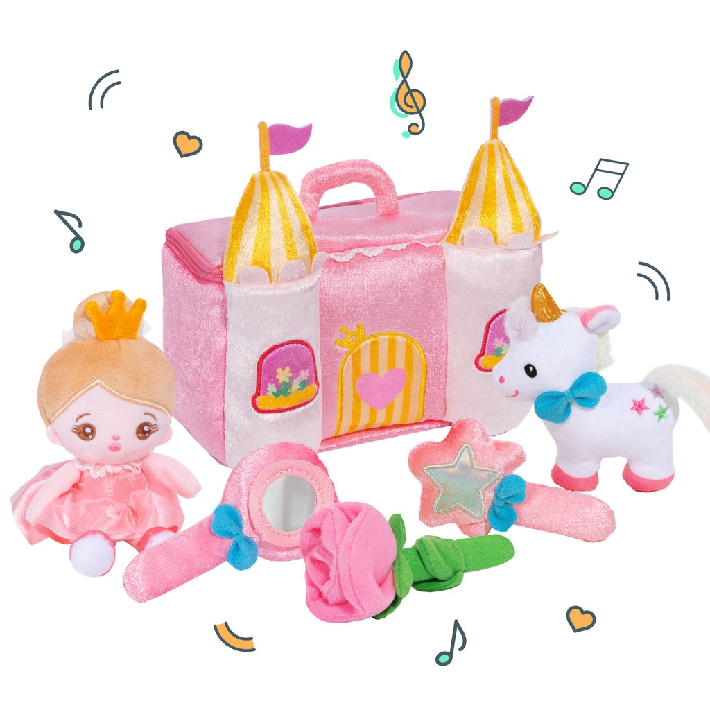 Personalized Baby's First Princess Castle Plush Playset Sound Toy Gift Set