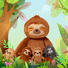 Cargar imagen en el visor de la galería, Sloth Family with 4 Babies Plush Playset Animals Stuffed Gift Set for Toddler