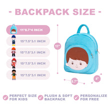 Indlæs billede til gallerivisning Personalized Blue Plush Baby Boy Backpack