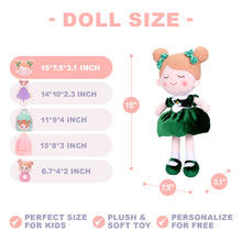 Load image into Gallery viewer, Personalized Dark Green Doll + Backpack