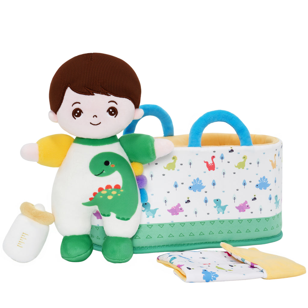 Mini Personalized Dinosaur White Skin Boy Plush Doll & Gift Set