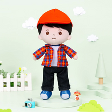 Cargar imagen en el visor de la galería, Personalized Black Hair Boy Doll + Cloth Basket Gift Set