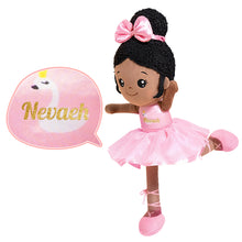 Afbeelding in Gallery-weergave laden, Personalized Deep Skin Tone Plush Pink Ballet Doll