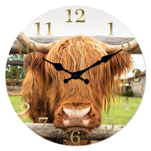 Cargar imagen en el visor de la galería, 12 Inch Highland Cow Wooden Vintage Wall Clock