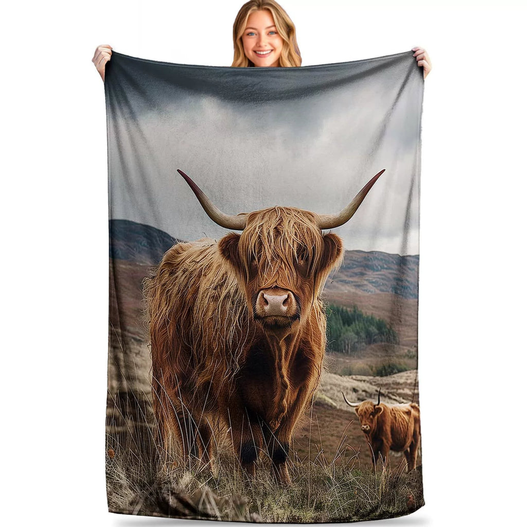 Highland Cow Animal Print Blanket Flannel 53"x78"