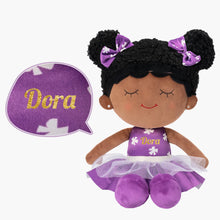 Afbeelding in Gallery-weergave laden, Personalized Deep Skin Tone Purple Doll and Backpack