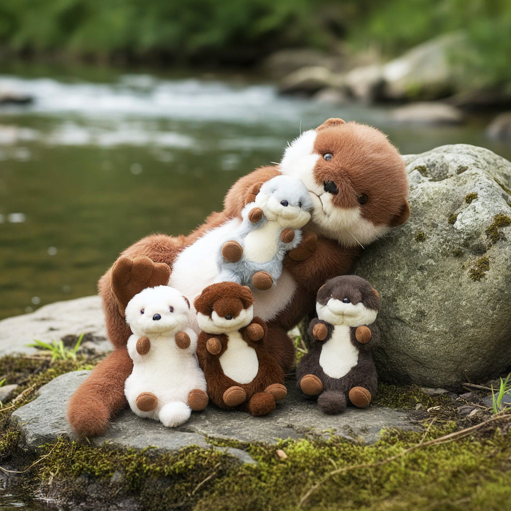 Otter Plush Stuffed Animal with 4 Babies