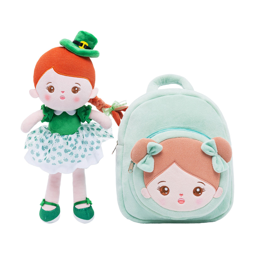 Personalized Abby Green Hat Girl Doll + Backpack