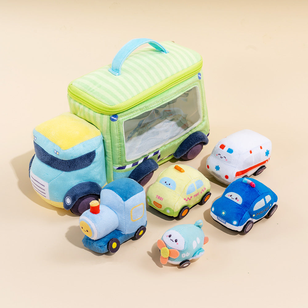 Personalized Baby's First Cars Sensory Toy Plush Playset