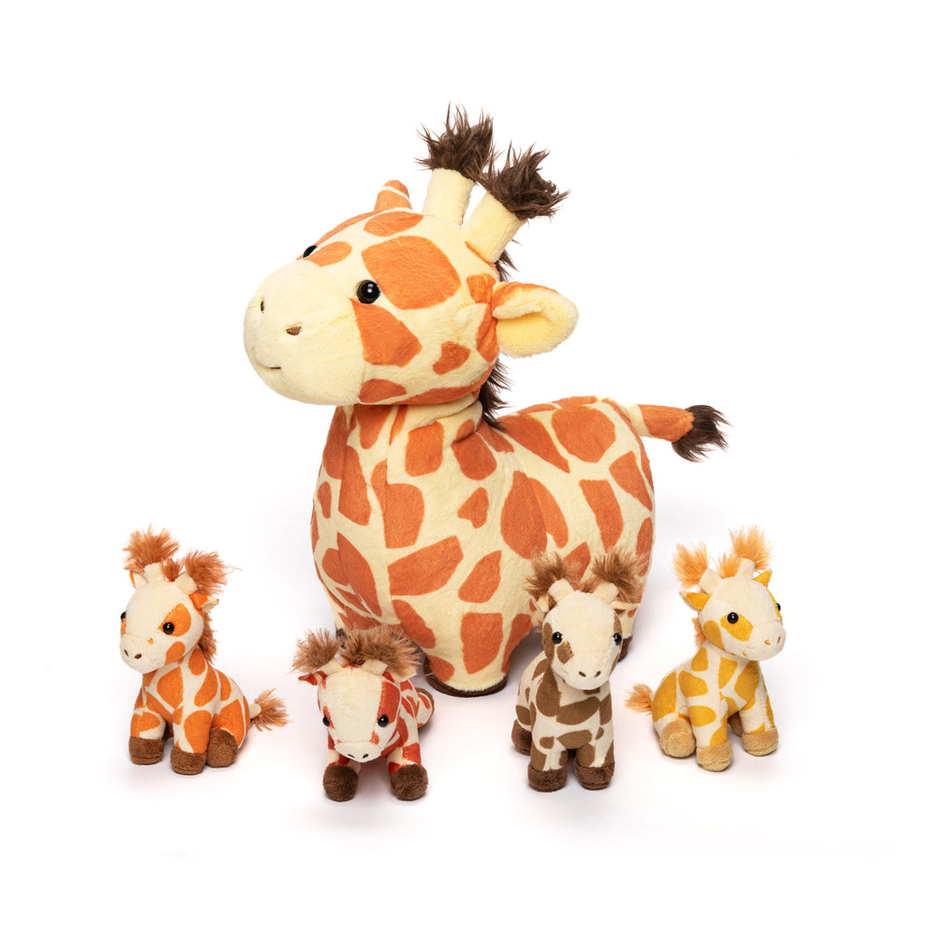 Giraffe Mommy with 4 Babies Plush Stuffed Animal Set