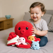 Load image into Gallery viewer, Octopus Stuffed Animal with 4 Baby Octopuses Inside