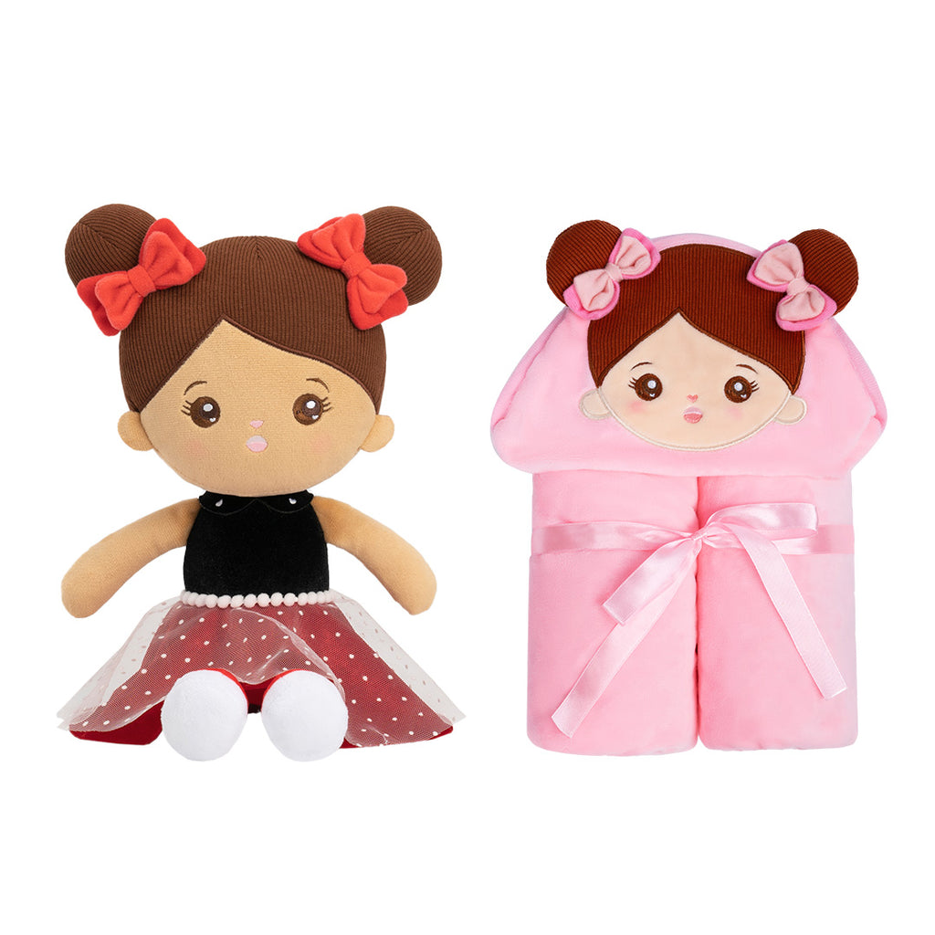 Personalized Doll and 35 Inch Soft Baby Blanket Combo