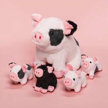 Indlæs billede til gallerivisning Spotted Pig Family Plush Toy, with 4 cute plush piglets inside