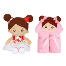 Indlæs billede til gallerivisning Personalized Doll and 35 Inch Soft Baby Blanket Combo