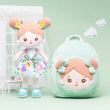 Indlæs billede til gallerivisning Personalized Abby Green Floral Girl Doll + Backpack