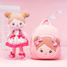 Load image into Gallery viewer, Personalized Pink Dot Girl Doll + Backpack