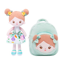 Cargar imagen en el visor de la galería, Personalized Abby Green Floral Girl Doll + Backpack