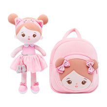 Laden Sie das Bild in den Galerie-Viewer, Personalized Pink Cat Plush Baby Girl Doll + Backpack