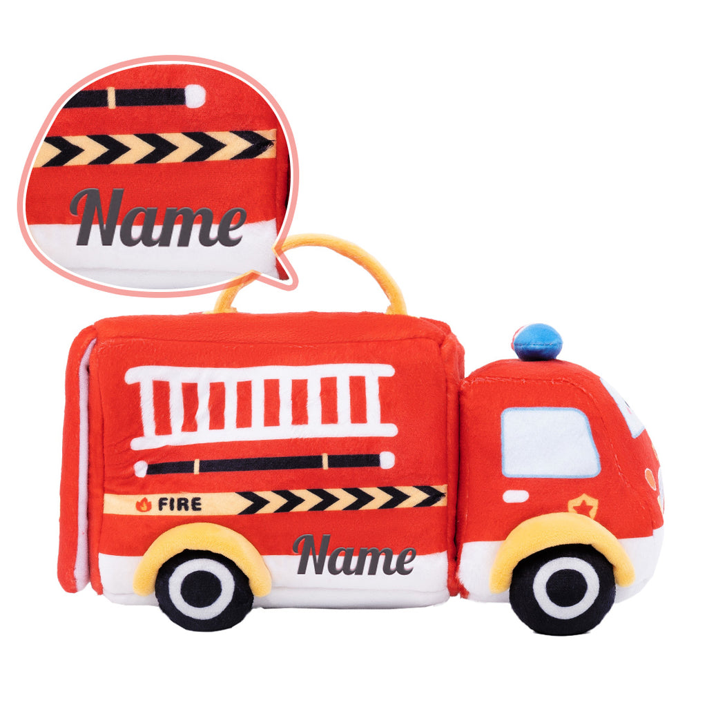 Personalized Baby's First Fire Truck Plush Sensory Toy