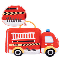 Indlæs billede til gallerivisning Personalized Baby&#39;s First Fire Truck Plush Sensory Toy