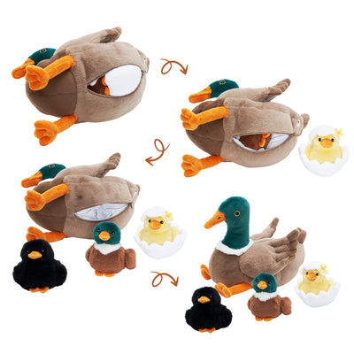 Mallard Duck Plush Stuffed Animal With 3 Ducklings
