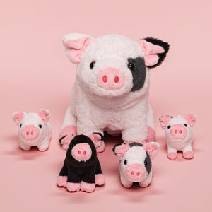 Spotted Pig Plush Toy Set with 4 Stuffed Piglets