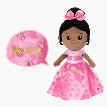 Indlæs billede til gallerivisning Personalized Deep Skin Tone Plush Princess Pink Doll + Backpack