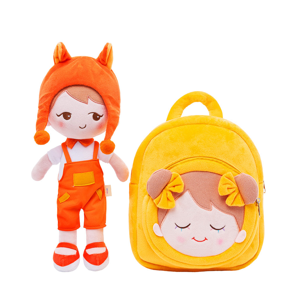 Personalized Becky Orange Fox Doll + Backpack