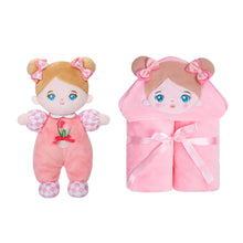 Laden Sie das Bild in den Galerie-Viewer, Personalized Doll and 35 Inch Soft Baby Blanket Combo