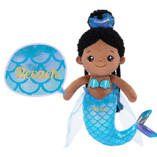 Carica l&#39;immagine nel visualizzatore di Gallery, Personalized Deep Skin Tone Mermaid Plush Doll + Backpack