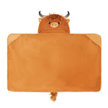 Ladda upp bild till gallerivisning, Scottish Highland Cow Cattle Wearable Hooded Blanket for Kid