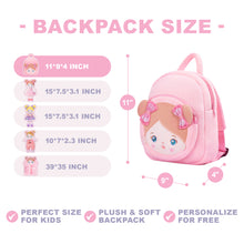 Load image into Gallery viewer, Personalized Blue Eyes Pink Plush Baby Girl Backpack