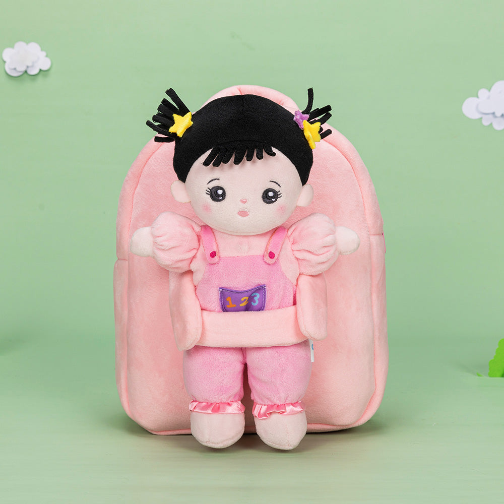 Bambola di peluche personalizzata da 27 cm + zaino